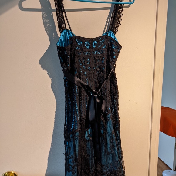 Vintage Betsey Johnson black and blue lace dress size 0. - Picture 2 of 4